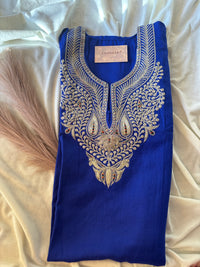 Sana Navy Blue with Silver Tilla  Embroidery Work Pheran