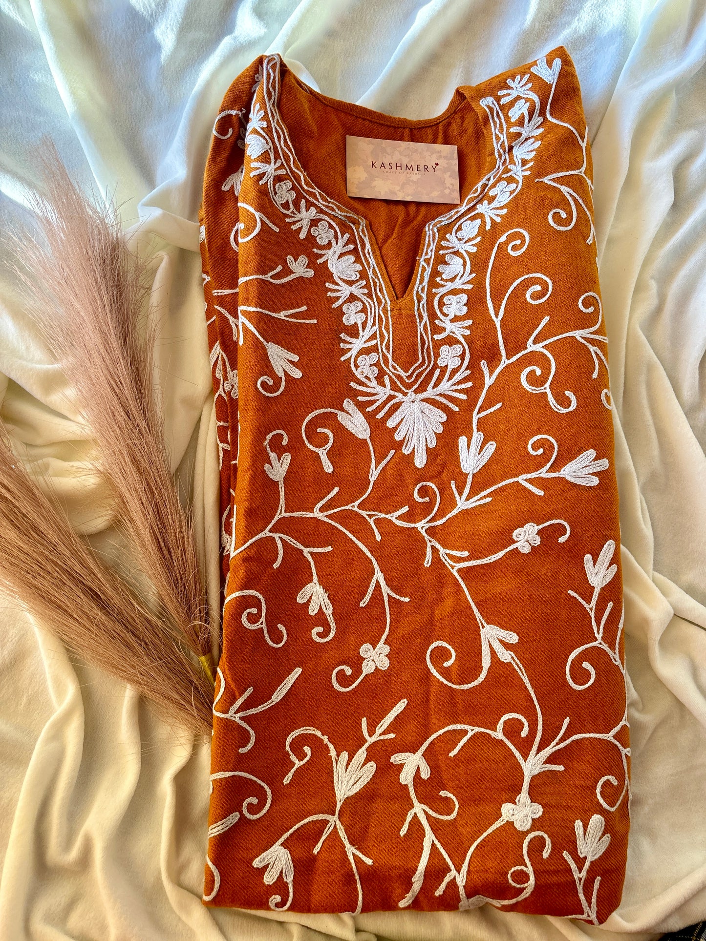 Gulaab Jaali Mustard Aari Embroidery Work Phiran