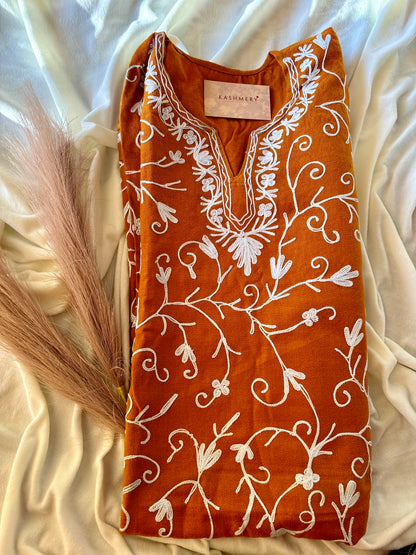 Gulaab Jaali Mustard Aari Embroidery Work Phiran