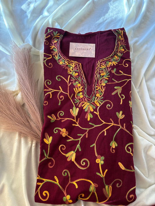 Gulaab Jaali Aari Embroidery Work Phiran