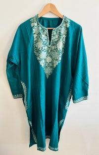 Chinar Sea Green Embroidery Aari Work Pheran