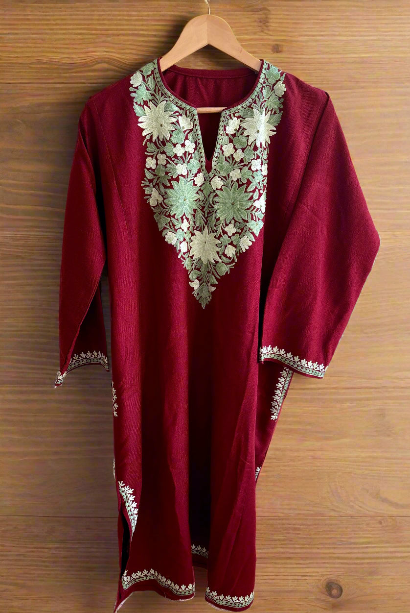 Chinar Maroon Shade Aari Work Pheran