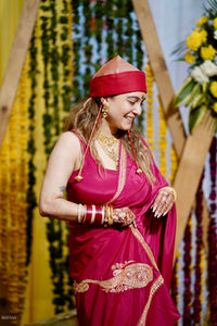 Pamposh Rani Pink Crepe Saree with Kashmiri Tilla Embroidery