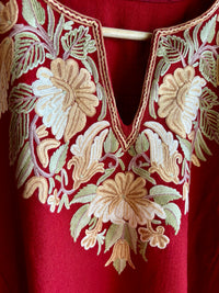 Sheeni Royal Rust Maroon HandMade Aari Work Pheran