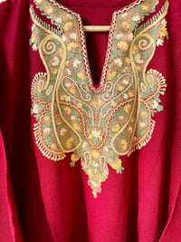 Sheen Maroon HandMade Aari Work Kurti- Pheran