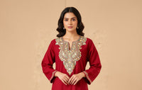 Sheen Rust Maroon HandMade Aari Work Pheran