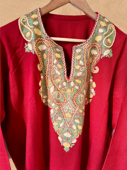 Sheen Rust Maroon HandMade Aari Work Pheran