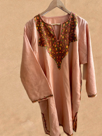 Sheen Light Peach HandMade Aari Work Pheran