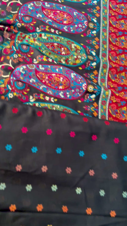 Sanya Kani Work Black Saree with Blouse