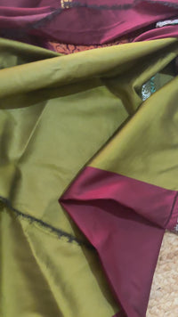 Nayna Maroon Unstiched Mysore Silk Suit with Tilla Embroidery