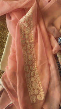 Lailaa Pink Saree with Kashmiri Aari Embroidery