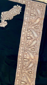 Mahren Black Crepe Saree With  Premium Kashmiri Tilla Embroidery
