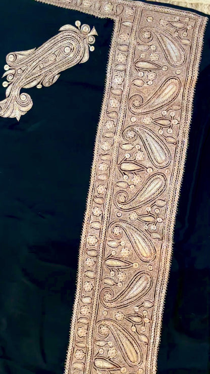 Mahren Black Crepe Saree With  Premium Kashmiri Tilla Embroidery