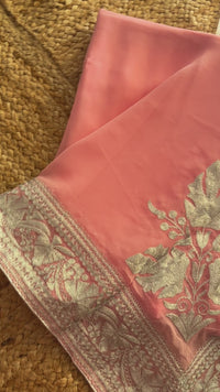 Lailaa Pink Saree with Kashmiri Zari Embroidery