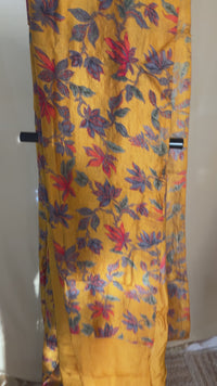 Heer Mustard Kashmiri Silk Unstiched Suit with Thread Embroidery