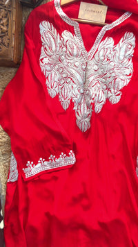 Leela Stitched Red Premium Crepe Suit Set with Tilla Embroidery