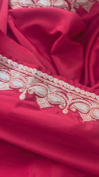Nayna Red Crepe Tilla Saree with Kasmiri Tilla Embroidery