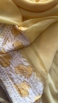 Lailaa Light Yellow Aari Work Saree